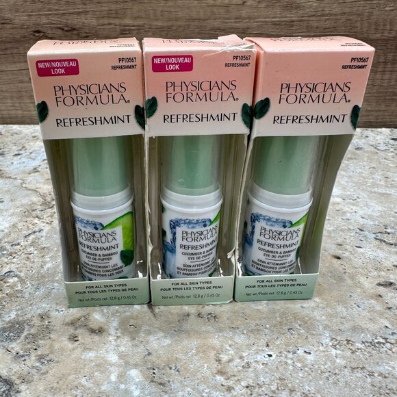 Lot Of 3 Physicians Formula Refreshmint Cucumber & Bamboo Eye De-Puffer, PF10567 - Picture 1 of 8